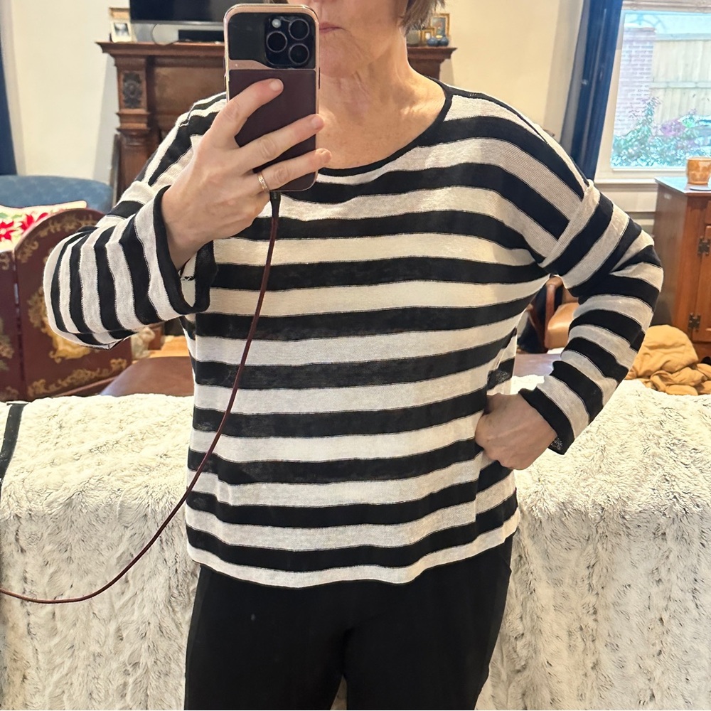 NWT Eileen Fisher striped light summer crop sweater